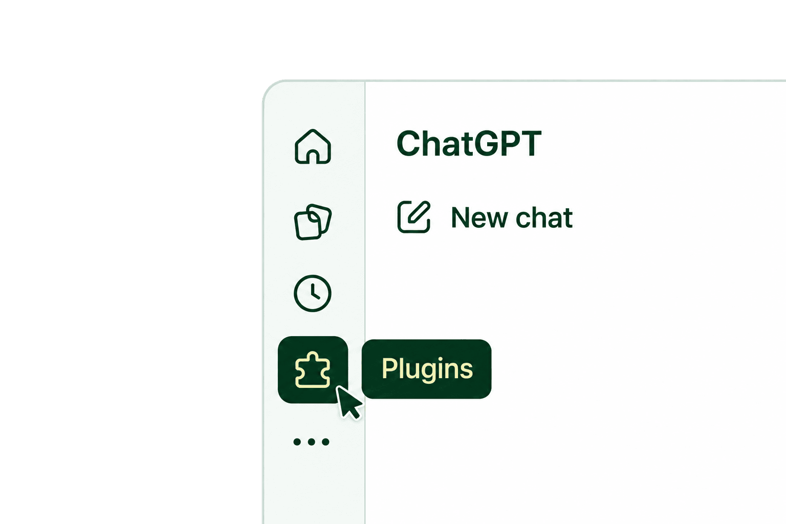 ChatGPT navigation illustration with the Plugins entry highlighted